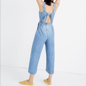 Madewell Denim Apron Bow-Back Jumpsuit